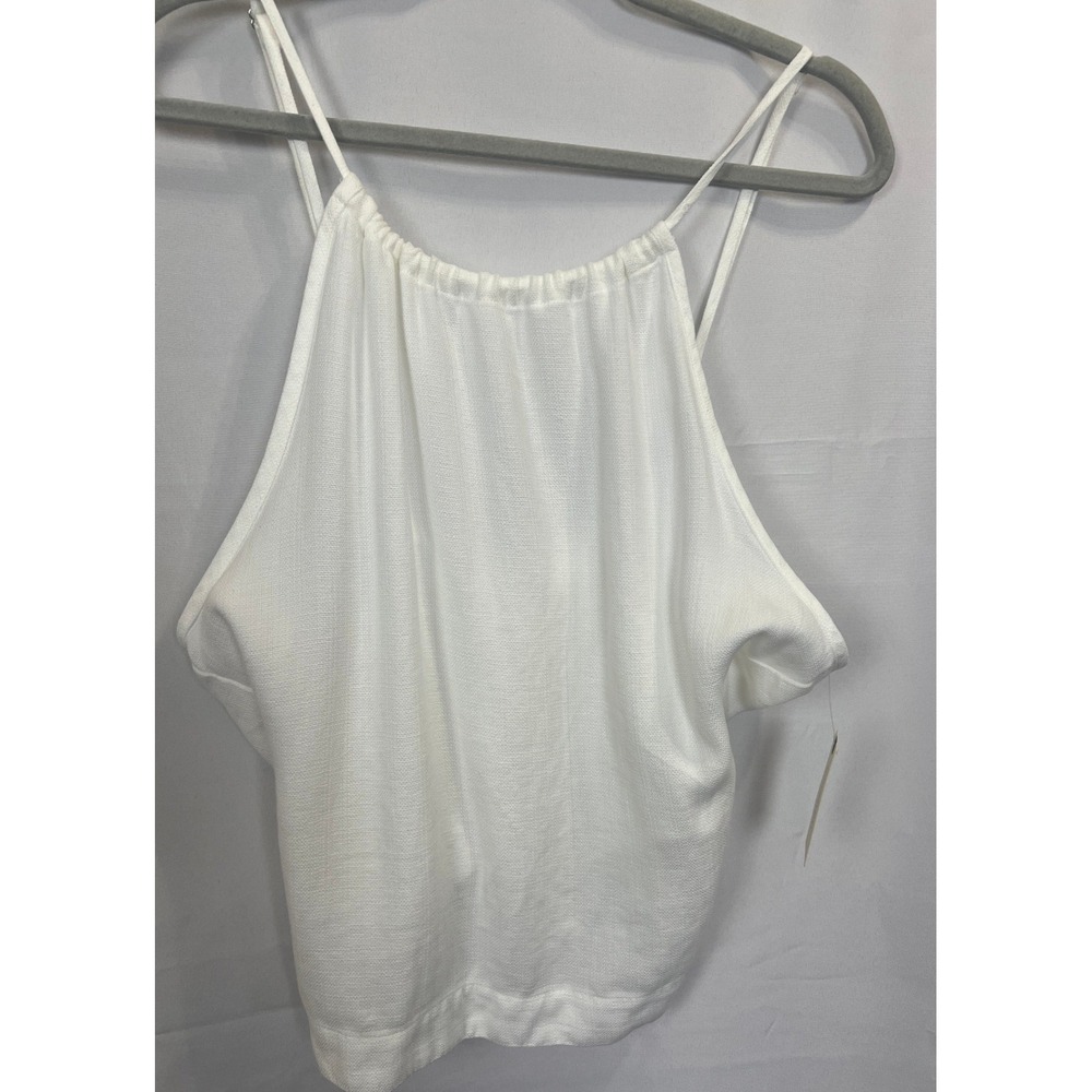 Cloth & Stone White Tencel Halter Top Open Back Tie Waist Large